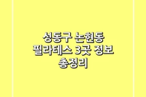 성동구 논현동 필라테스 3곳 정보 총정리
