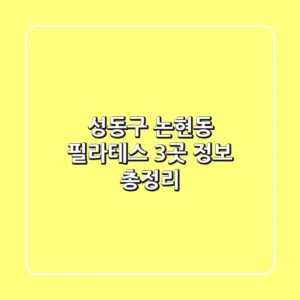 성동구 논현동 필라테스 3곳 정보 총정리