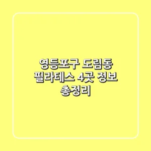 영등포구 도림동 필라테스 4곳 정보 총정리