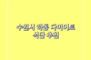 수원시 하동 다이어트 식단 추천