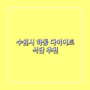 수원시 하동 다이어트 식단 추천