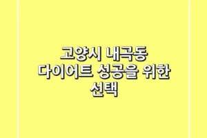 고양시 내곡동 다이어트, 성공을 위한 선택!