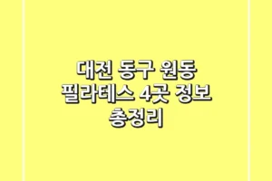 대전 동구 원동 필라테스 4곳 정보 총정리