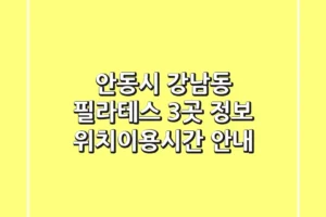 안동시 강남동 필라테스 3곳 정보 – 위치/이용시간 안내