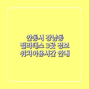 안동시 강남동 필라테스 3곳 정보 - 위치/이용시간 안내