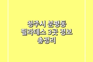 청주시 분평동 필라테스 3곳 정보 총정리