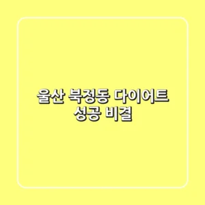 울산 북정동 다이어트: 성공 비결