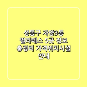 성동구 자양3동 필라테스 5곳 정보 총정리 - 가격/위치/시설 안내