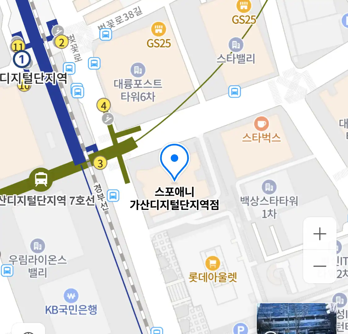 스포애니 가산디지털단지역점 위치