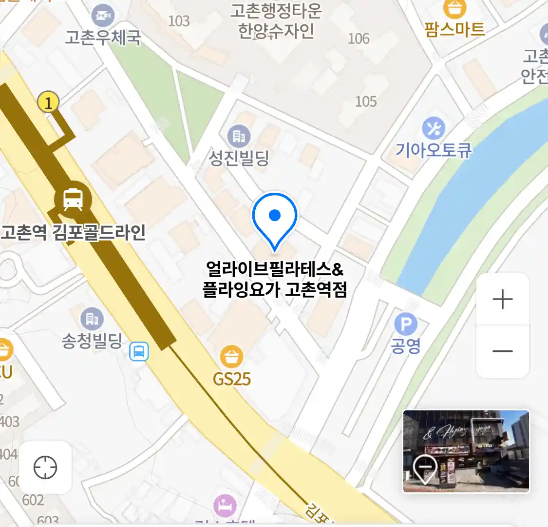 얼라이브필라테스&플라잉요가 고촌역점 위치