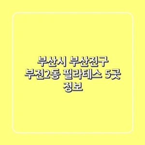 부산시 부산진구 부전2동 필라테스 5곳 정보