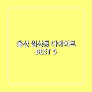 울산 일산동 다이어트 BEST 5