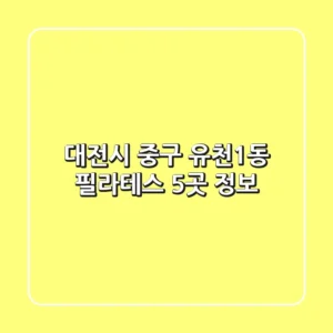 대전시 중구 유천1동 필라테스 5곳 정보