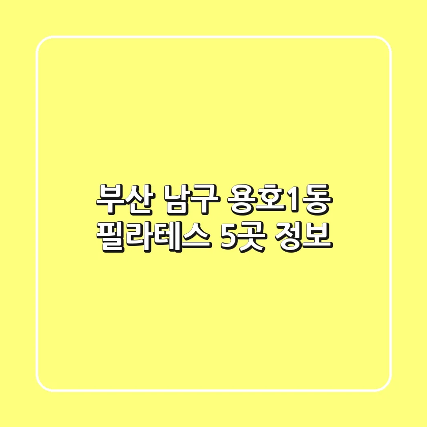 부산 남구 용호1동 필라테스 5곳 정보