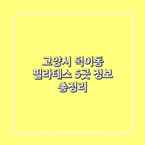 고양시 덕이동 필라테스 5곳 정보 총정리