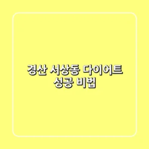 경산 서상동 다이어트 성공 비법