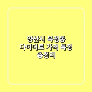 양산시 북정동 다이어트: 가격, 특징 총정리