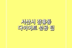 서산시 잠홍동 다이어트 성공 팁