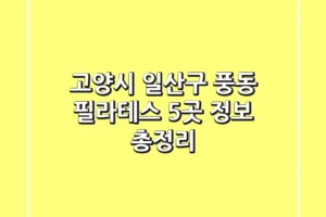 고양시 일산구 풍동 필라테스 5곳 정보 총정리