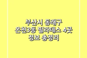 부산시 동래구 온천3동 필라테스 4곳 정보 총정리