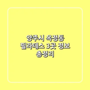 양주시 옥정동 필라테스 3곳 정보 총정리