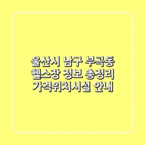 울산시 남구 부곡동 헬스장 정보 총정리 - 가격/위치/시설 안내