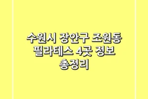 수원시 장안구 조원동 필라테스 4곳 정보 총정리