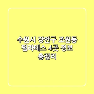 수원시 장안구 조원동 필라테스 4곳 정보 총정리