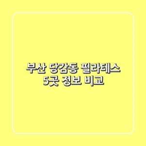 부산 당감동 필라테스: 5곳 정보 비교
