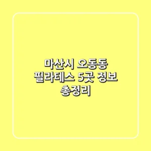 마산시 오동동 필라테스 5곳 정보 총정리