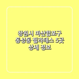 창원시 마산합포구 동성동 필라테스 5곳 상세 정보