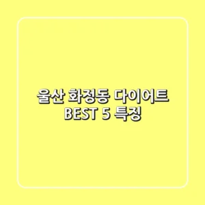 울산 화정동 다이어트 BEST 5 특징