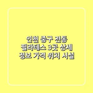인천 중구 전동 필라테스 3곳 상세 정보 - 가격, 위치, 시설