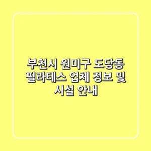 부천시 원미구 도당동 필라테스: 업체 정보 및 시설 안내