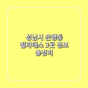 성남시 은행동 필라테스 3곳 정보 총정리