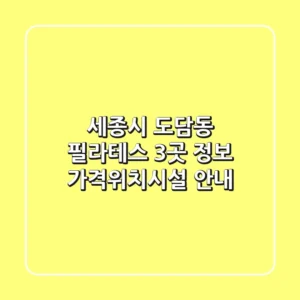 세종시 도담동 필라테스 3곳 정보 - 가격/위치/시설 안내