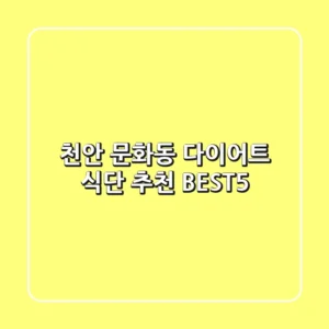 천안 문화동 다이어트 식단 추천 BEST5