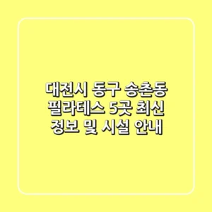대전시 동구 송촌동 필라테스 5곳: 최신 정보 및 시설 안내
