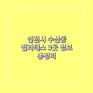 인천시 수산동 필라테스 3곳 정보 총정리