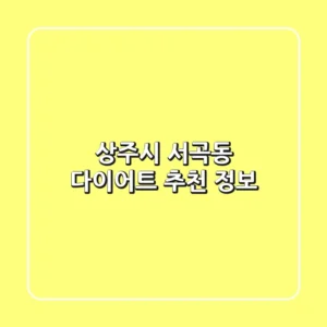 상주시 서곡동 다이어트 추천 정보