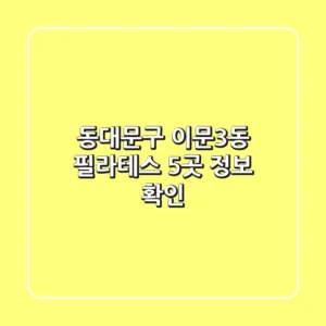 동대문구 이문3동 필라테스 5곳 정보 확인