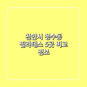천안시 청수동 필라테스 5곳 비교 정보