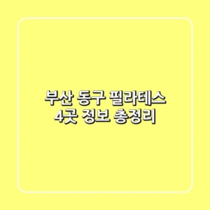 부산 동구 필라테스 4곳 정보 총정리