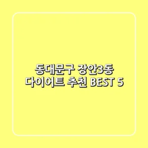 동대문구 장안3동 다이어트 추천 BEST 5