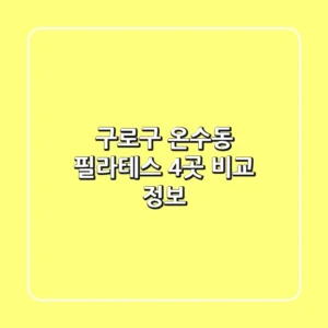 구로구 온수동 필라테스 4곳 비교 정보