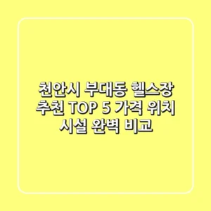 천안시 부대동 헬스장 추천 TOP 5 - 가격, 위치, 시설 완벽 비교