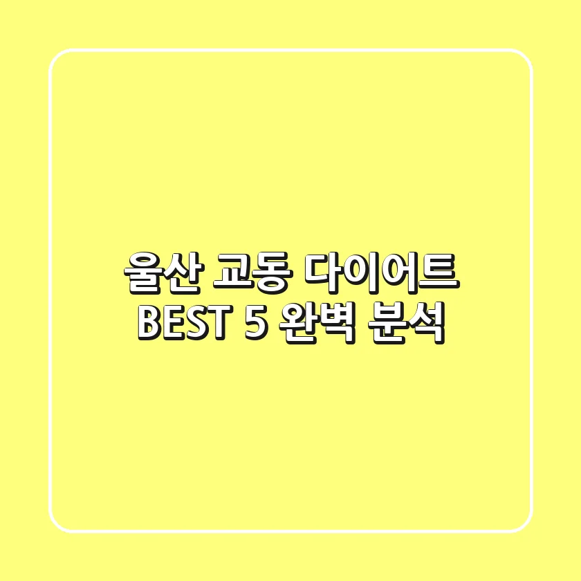 울산 교동 다이어트 BEST 5 완벽 분석