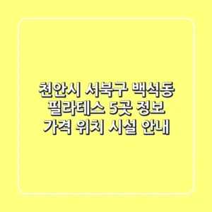 천안시 서북구 백석동 필라테스 5곳 정보: 가격, 위치, 시설 안내