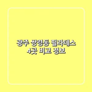 광주 쌍령동 필라테스 4곳 비교 정보