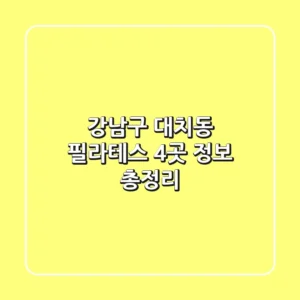 강남구 대치동 필라테스 4곳 정보 총정리